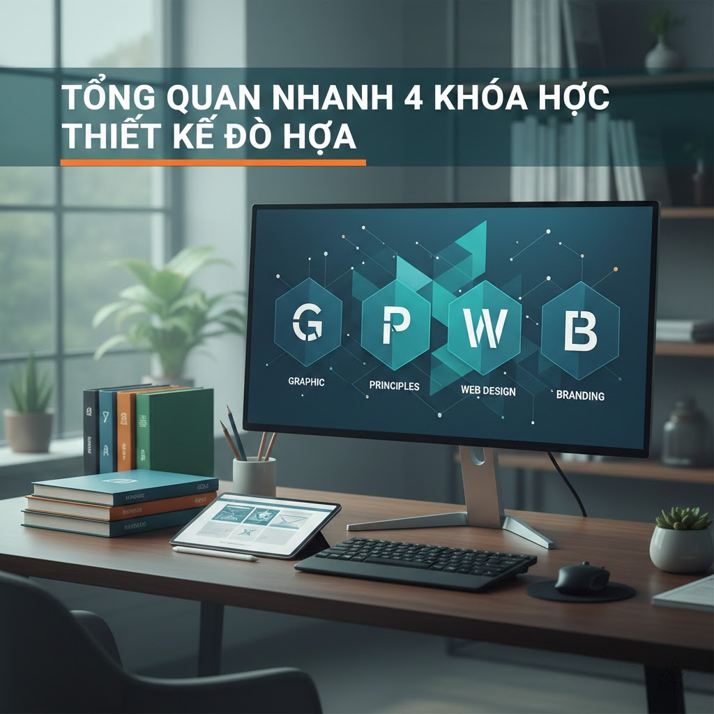 TỔNG QUAN NHANH 4 KHÓA HỌC THIẾT KẾ ĐỒ HỌA